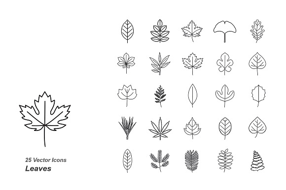 Leaves Outlines Vector Icons