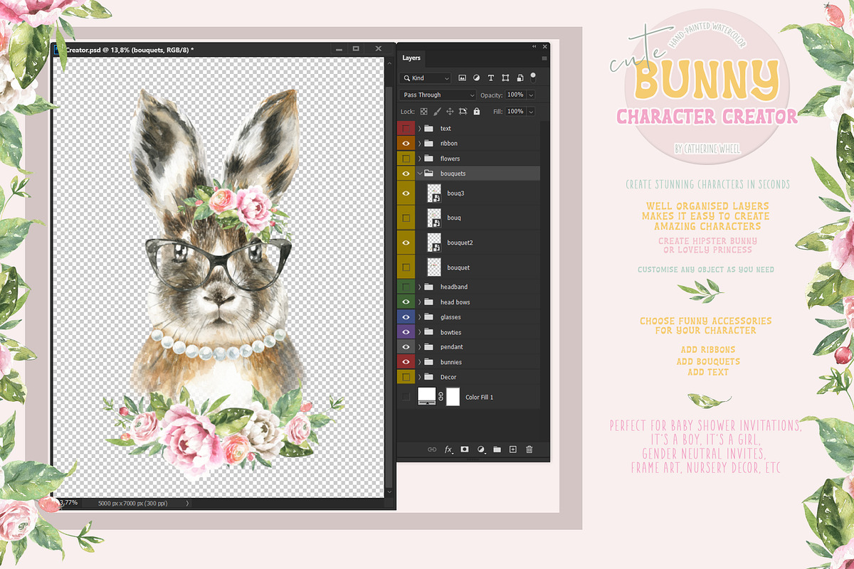 Easter Bunny Watercolor Animal, an Animal Illustration by Catherine Wheel (Photo 9 of 12)