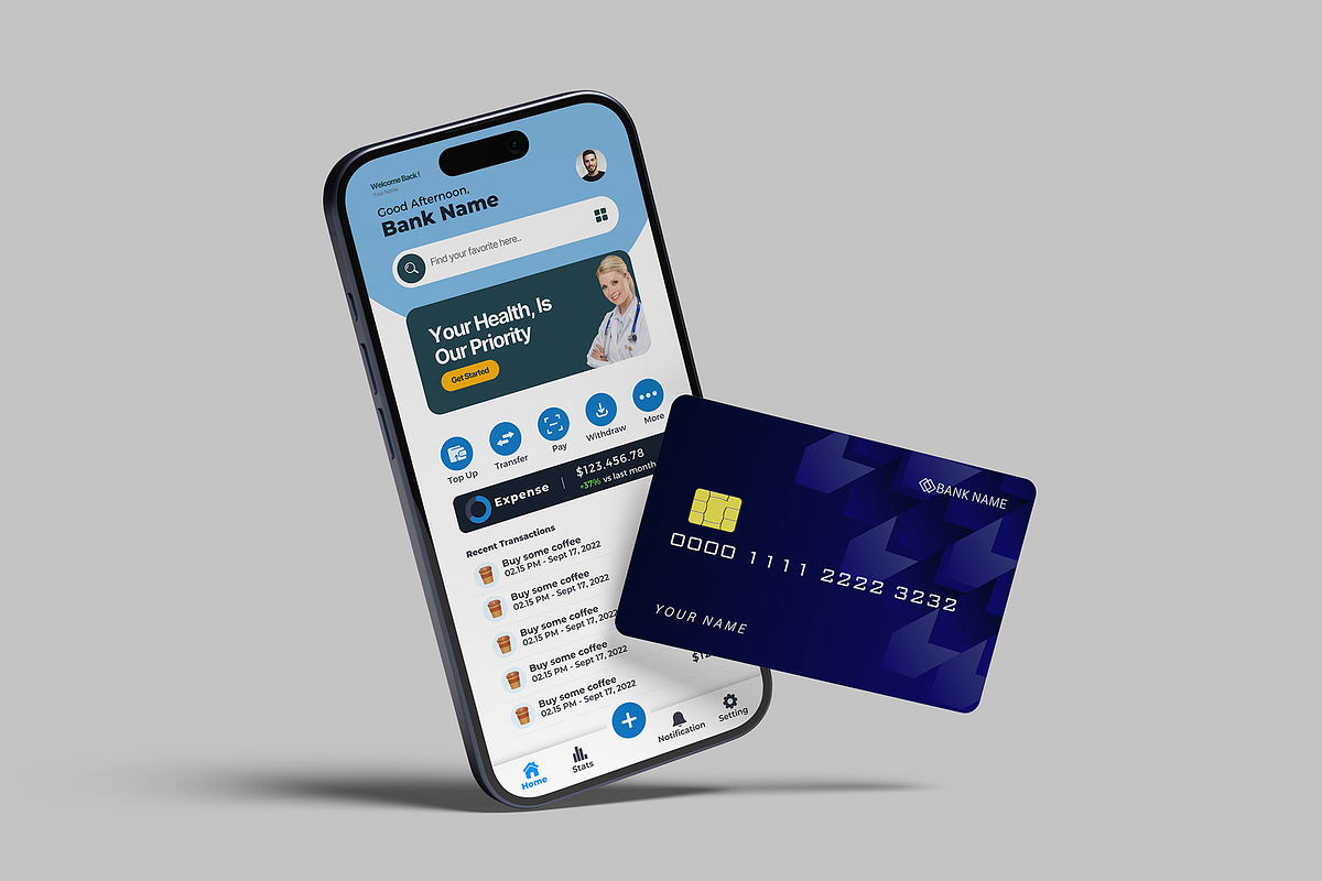 Smartphone and Credit Card Mockup, a Product Mockup by lamorastudio (Photo 6 of 11)