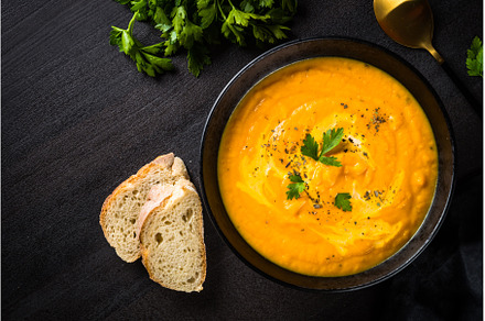 Pumpkin soup puree with cream at, a Food & Drink Photo by Nadia-nb