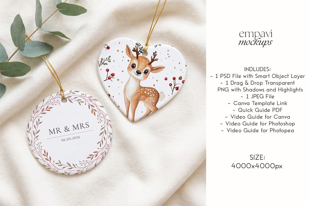 Heart and Round Ornament, a Household Mockup by EmpaviMockups (Photo 5 of 5)