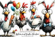 Whimsical Easter Chicken Clipart, an Illustration by OK Design (Thumbnail 1 of 6)