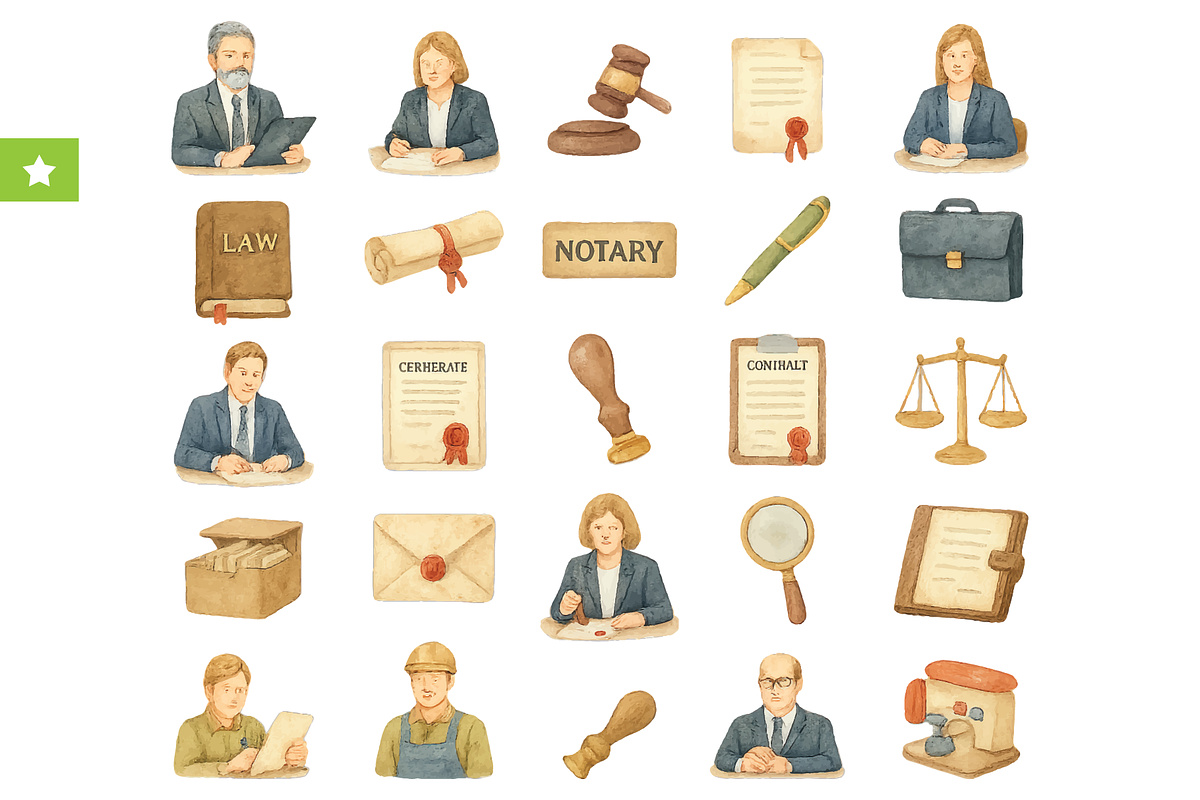 Vintage Notary Public Legal Set, an Object Graphic by RT Studio (Photo 1 of 4)