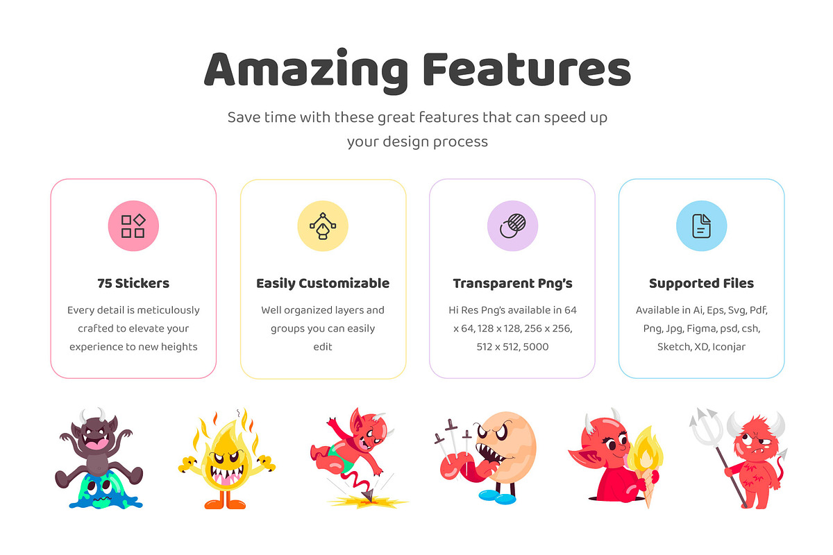 Devil Cartoon Stickers Set, an Emoji Icon by Vectors Market (Photo 2 of 6)
