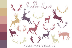 Deer & Antler Silhouettes Outlines