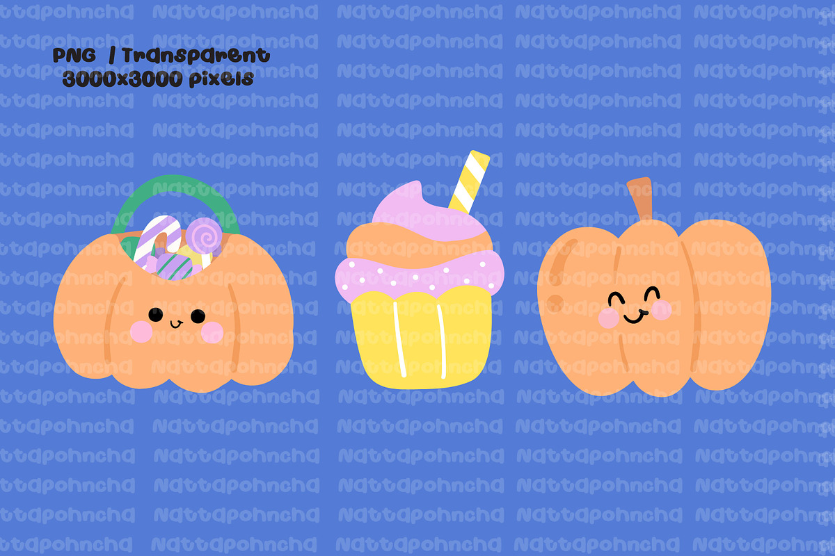Cute Halloween Cat and Ghost Clipart, an Illustration by Nattapohncha (Photo 3 of 4)