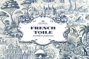 French Toile Seamless Patterns