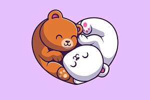 Cute Bear and Polar Bear Sleeping, an Animal Illustration by Catalyst Labs