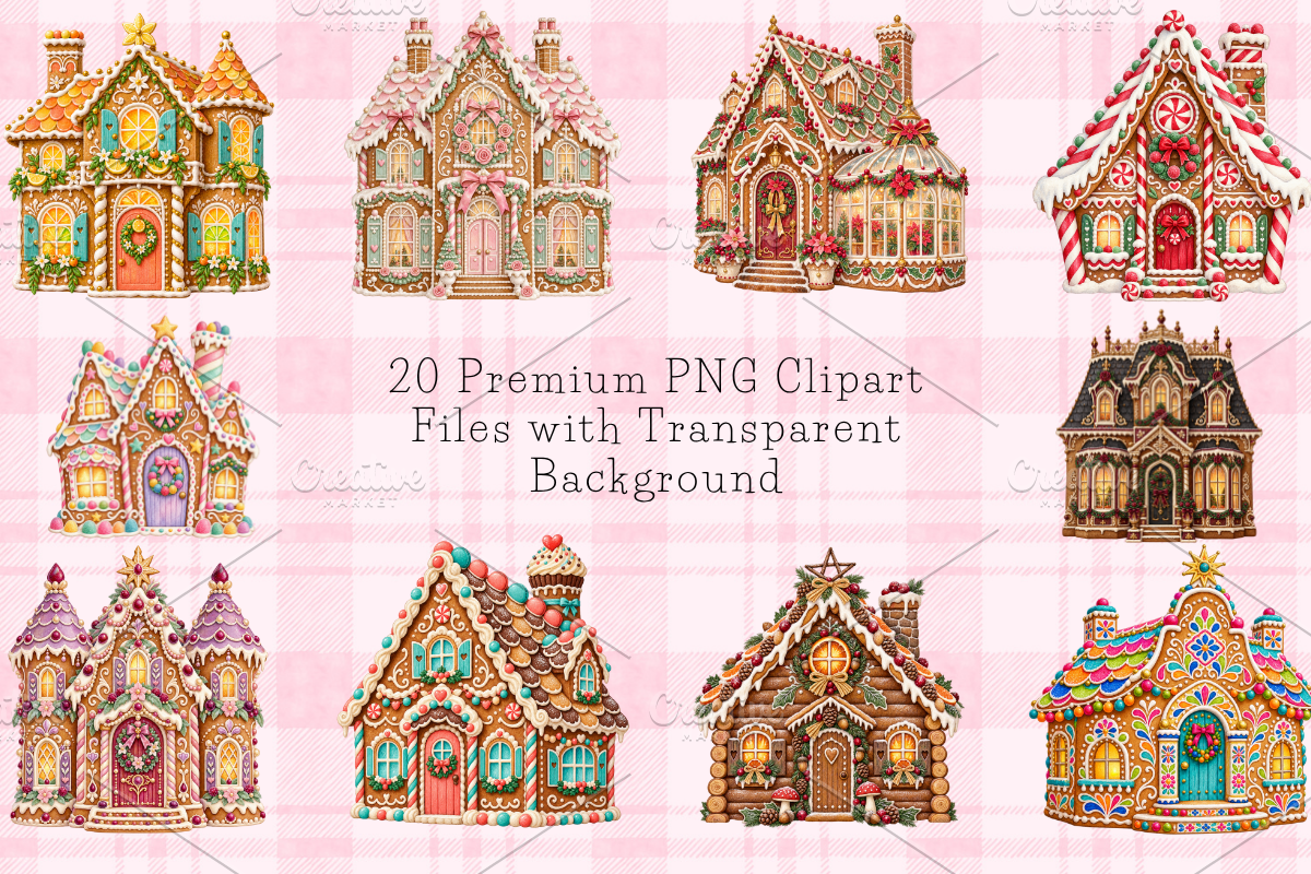 Christmas Gingerbread House Cliparts, a Seasonal Illustration by Ink Gallery (Photo 5 of 13)