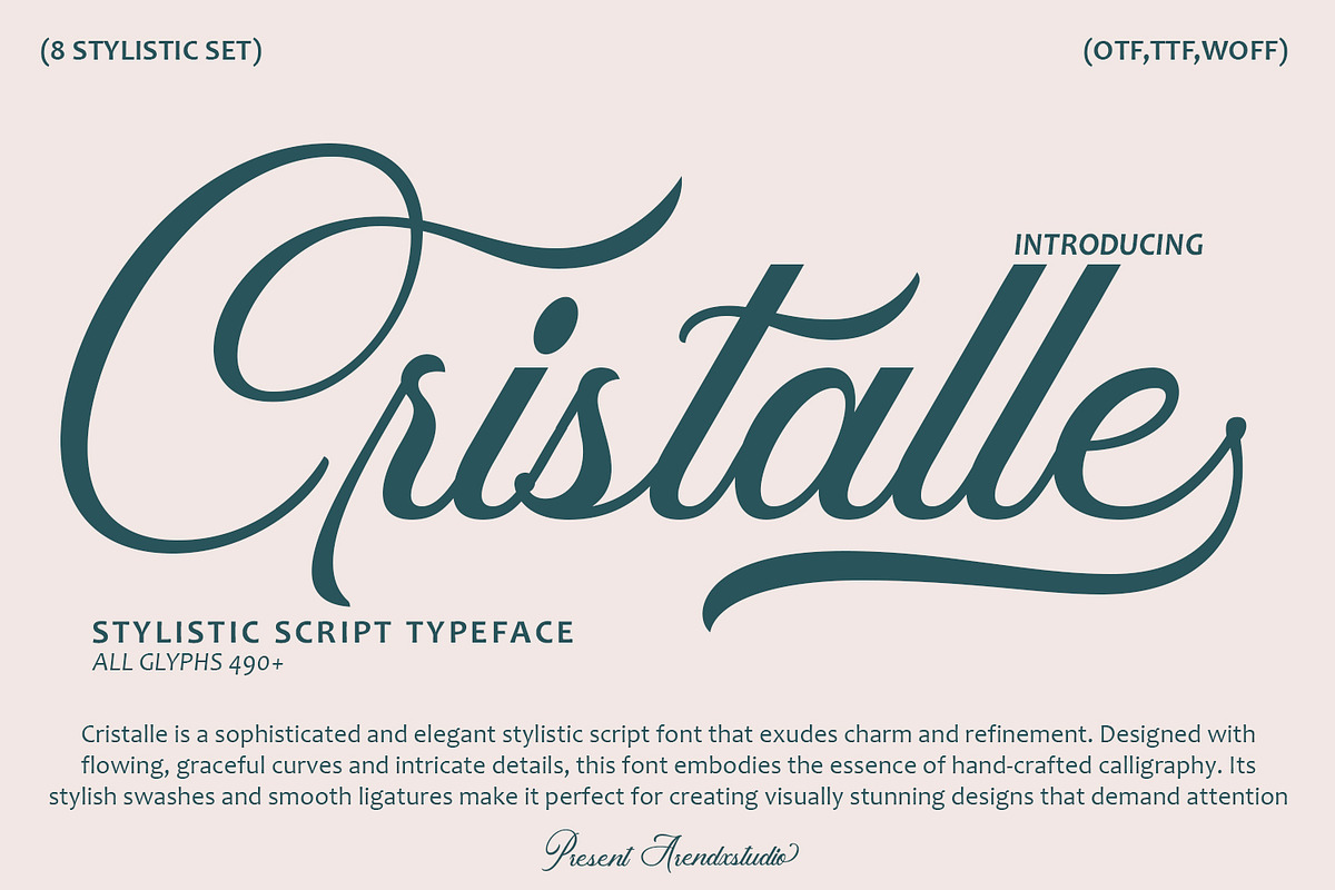 Cristalle - Script Font, a Script Font by Arendxstudio (Photo 2 of 12)