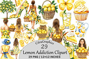 Watercolor Lemon Addiction Clipart, an Illustration by CitraGraphics (Thumbnail 1 of 5)