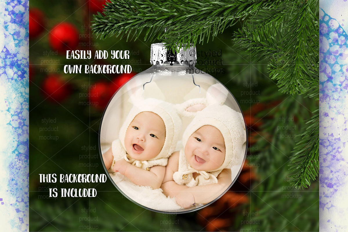 Clear glass ornament mockup, a Product Mockup by StyledProductMockups (Photo 3 of 5)