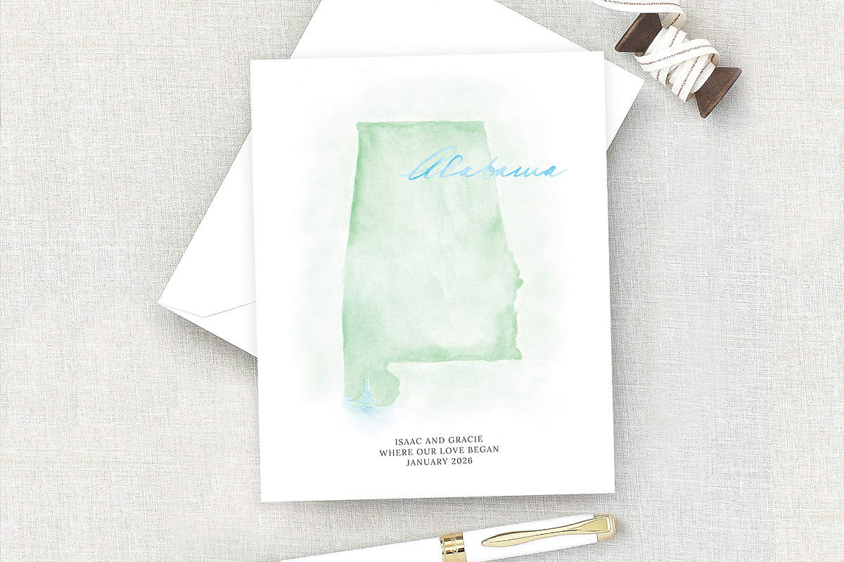 Watercolor Map of Alabma, a Graphic by Beloved Paper (Photo 2 of 6)