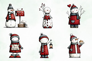 Whimsical Quirky Snowman Clipart, an Illustration by Creative Art (Thumbnail 6 of 13)