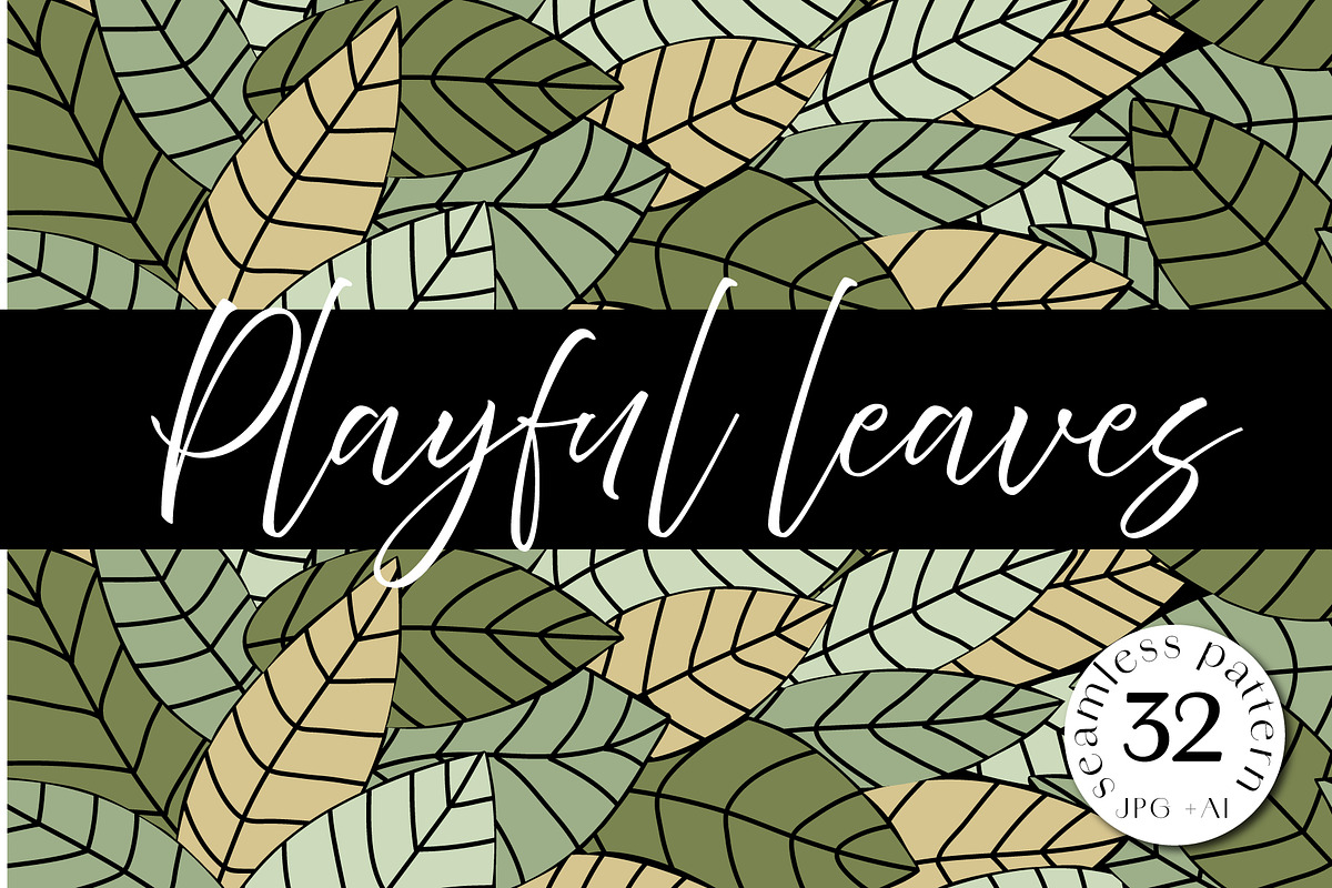 Leaves and stripes seamless pattern, a Pattern Graphic by LogvinArt (Photo 1 of 4)