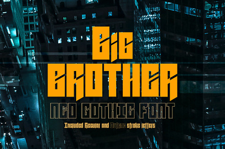 Bigbrother neo gothic font. V 0.2, a Blackletter Font by Sergey Mironov's store