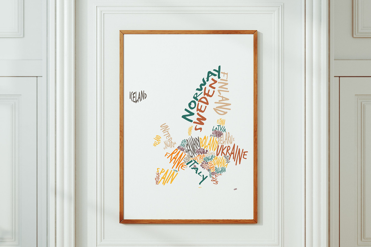 European Map Typography, an Illustration by DigitalDesignsLaura (Photo 1 of 2)