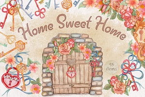 Watercolor Floral home. Cozy flowers