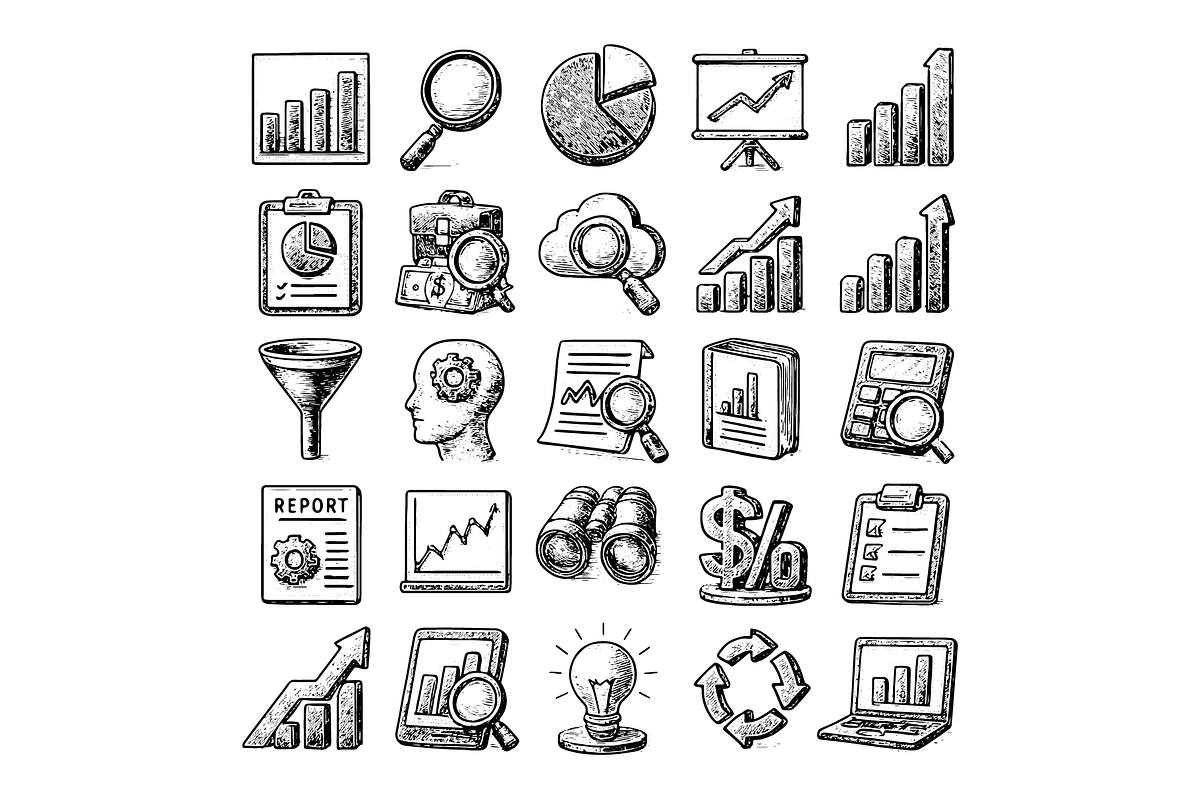 Business Analytics Icon Set, an Object Graphic by RT Studio