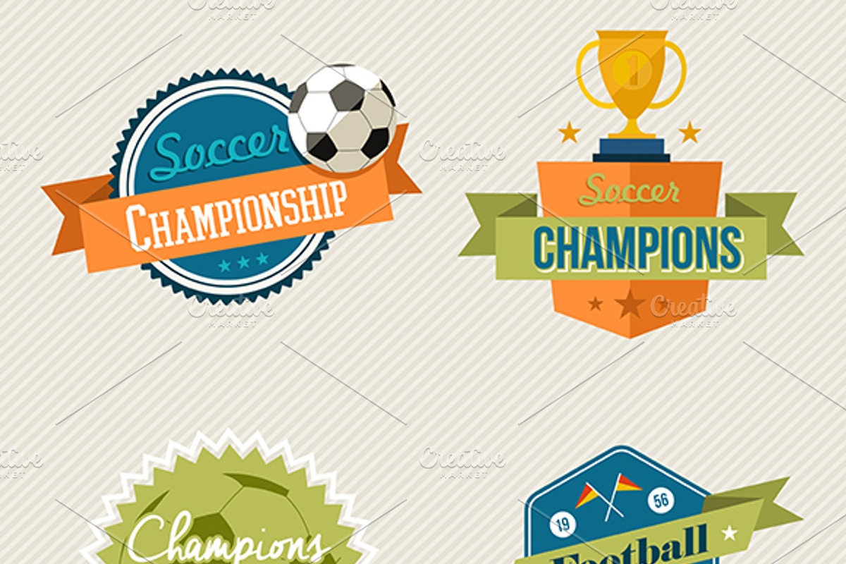 Soccer vintage labels set
