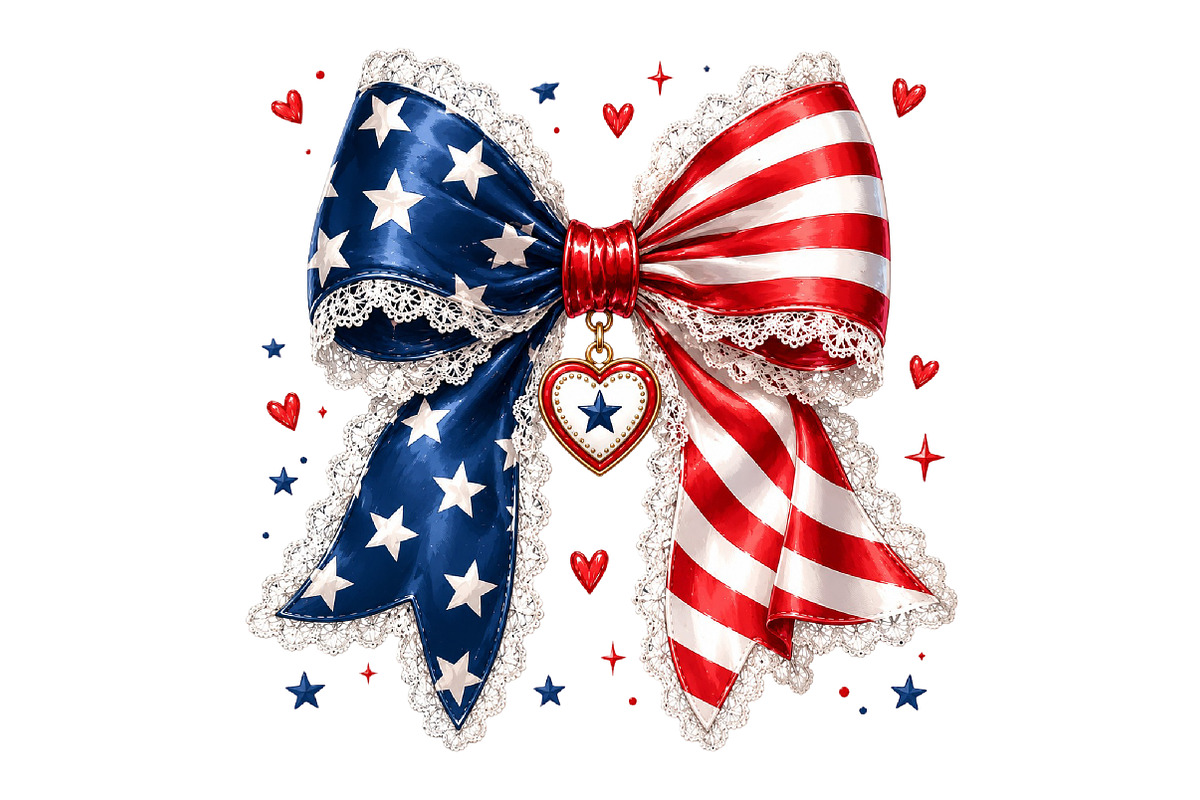 Patriotic Lace Bow PNG Design, a Seasonal Illustration by DreamArtGraphic (Photo 1 of 5)