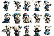 Whimsical Christmas Blue Teddy Bear, an Illustration by OK Design (Thumbnail 3 of 6)