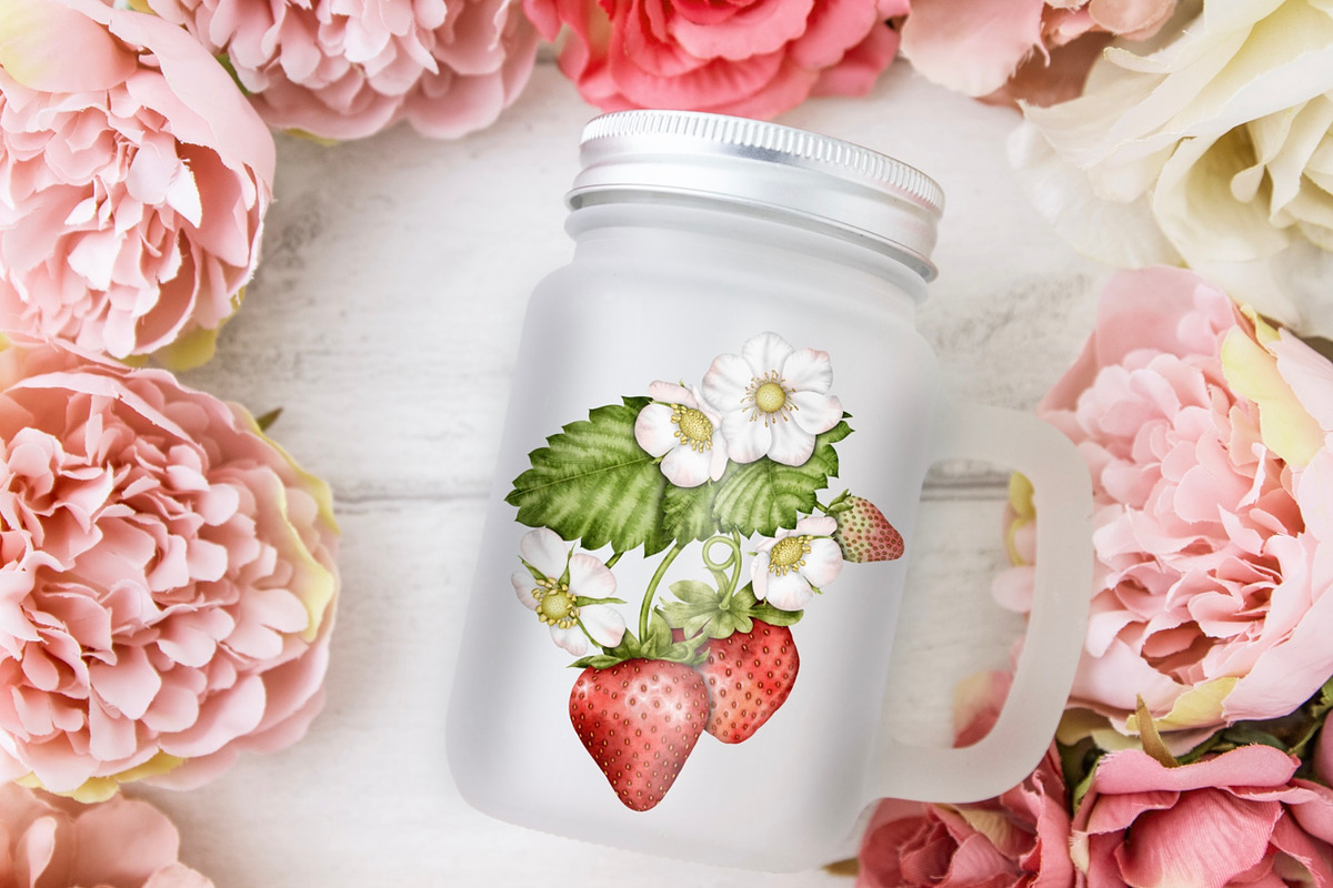 Strawberry Watercolor Tea Party., a Food Illustration by Happy Sloth Graphics (Photo 12 of 13)