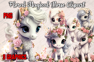 Floral Magical Horse Clipart