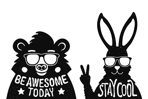 bears and rabbits 4 posters