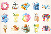 Watercolor Summer Vacation Clipart, an Illustration by Rose Art (Thumbnail 4 of 4)