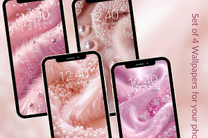 Pink Fur & Pearls Luxury Phone BG