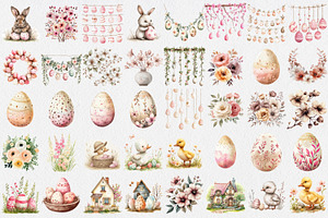 Watercolor Easter Clipart PNG Bundle