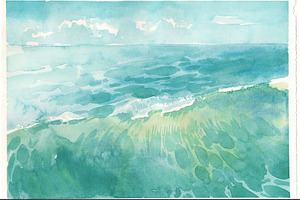 Watercolor Sea Waves Illustration