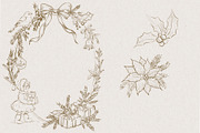 Victorian Line Art Christmas Set, a Decorative Illustration by AlenaVlasko stock Market (Thumbnail 11 of 13)