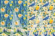 Modern Floral Seamless Patterns, a Pattern Graphic by Maishop (Thumbnail 2 of 8)