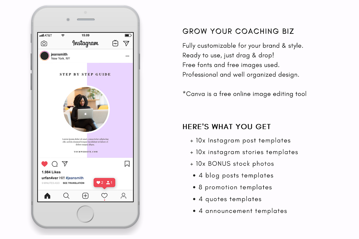 Coach Instagram Design Pack, a Social Media Template by Sales Shop (Photo 2 of 3)