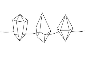 Crystal and minerals one line, an Object Illustration by GraphiShop