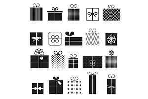 Gift box vector icons set, modern