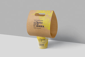 Kraft Single Cup Carrier Mockups