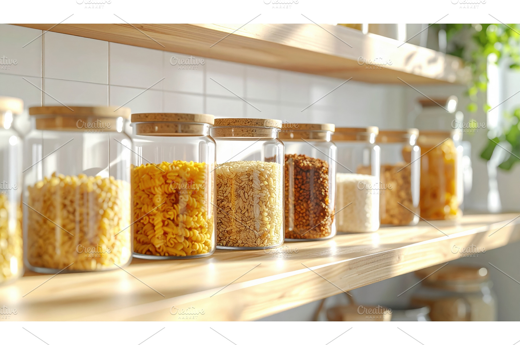 Glass jars filled with pasta rice, a Food & Drink Photo by Igor Tichonow