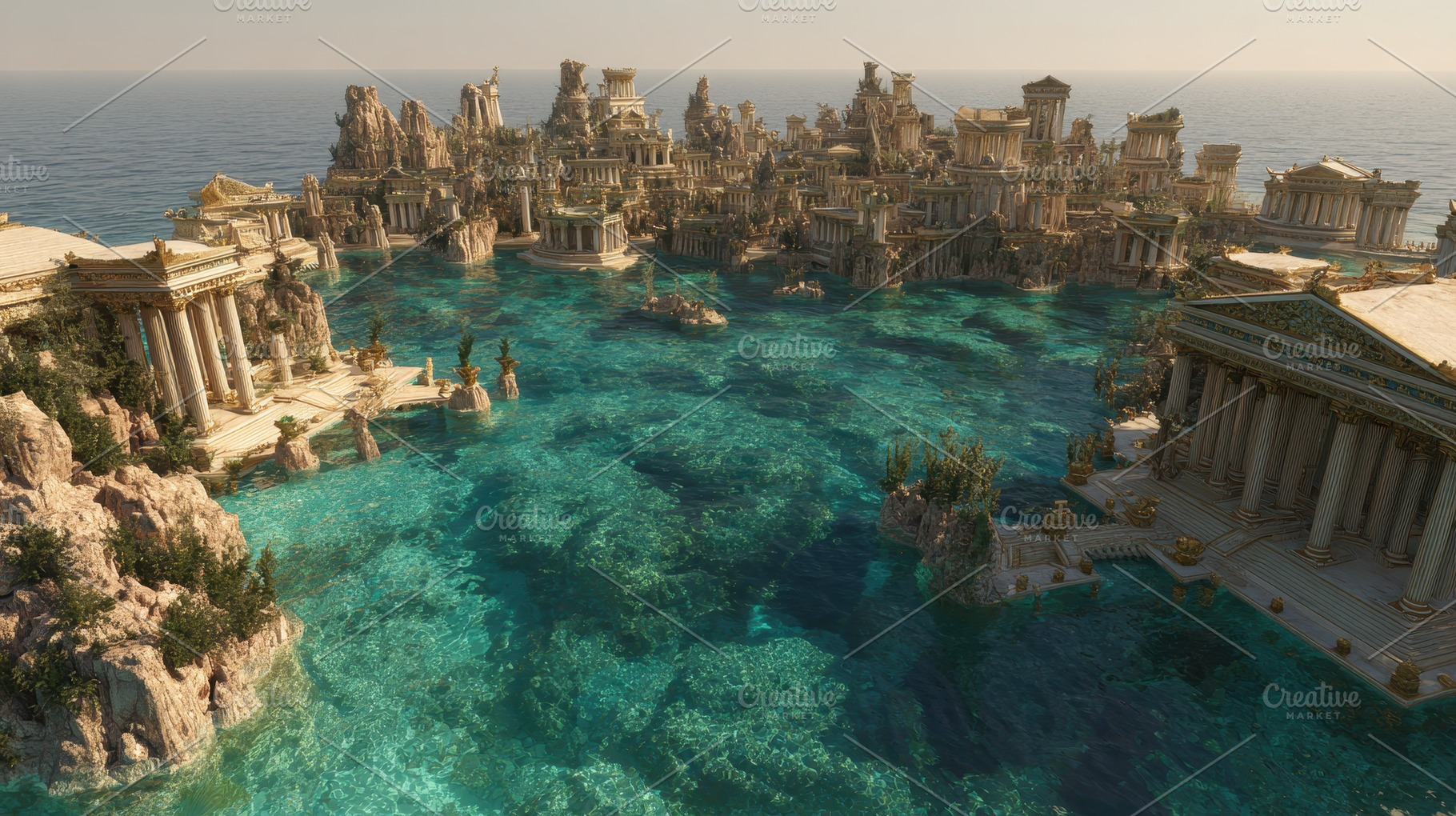 Ruins of an ancient city submerged, a Photo by Pavel_design