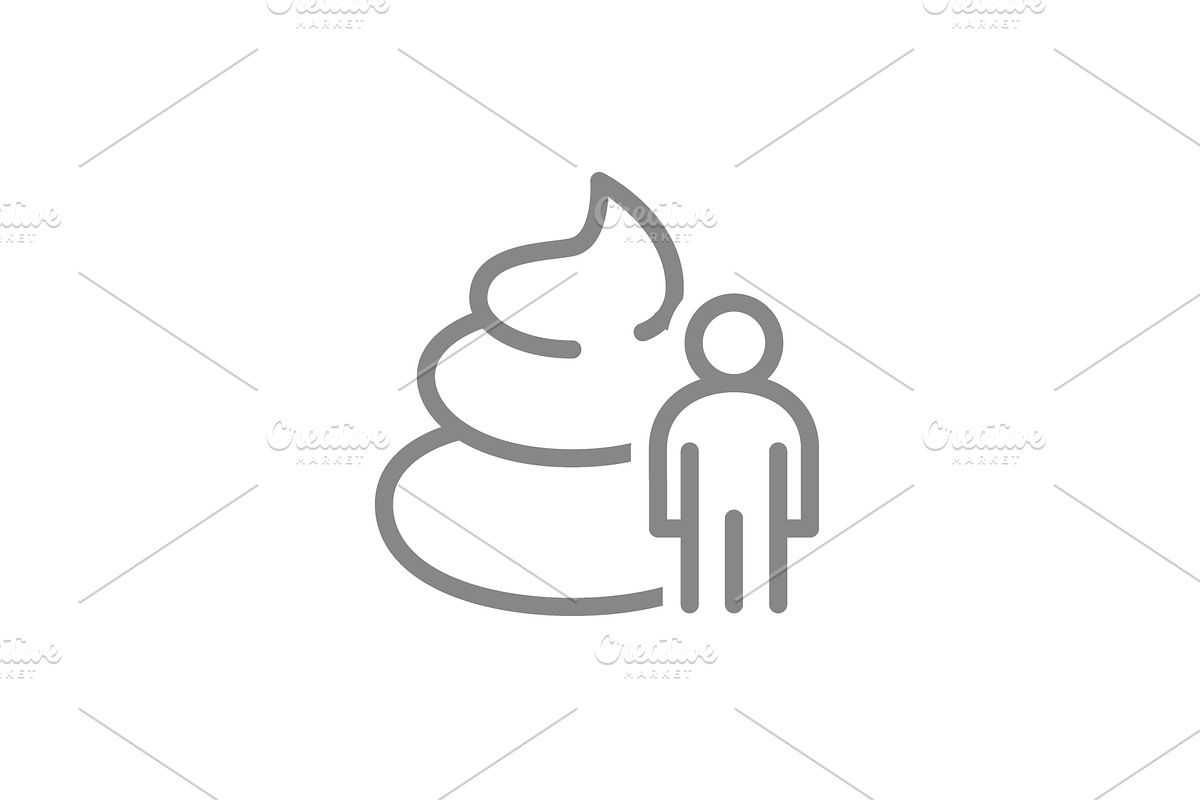 Poop with man line icon. Toilet, an Object Illustration by GraphiShop