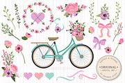 Garden Party Floral Bicycle & Extras, an Illustration by Amanda Ilkov (Thumbnail 1 of 5)