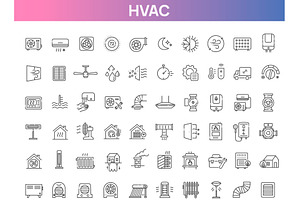 HVAC system outline icon set, an Outline Icon by Tettygreen
