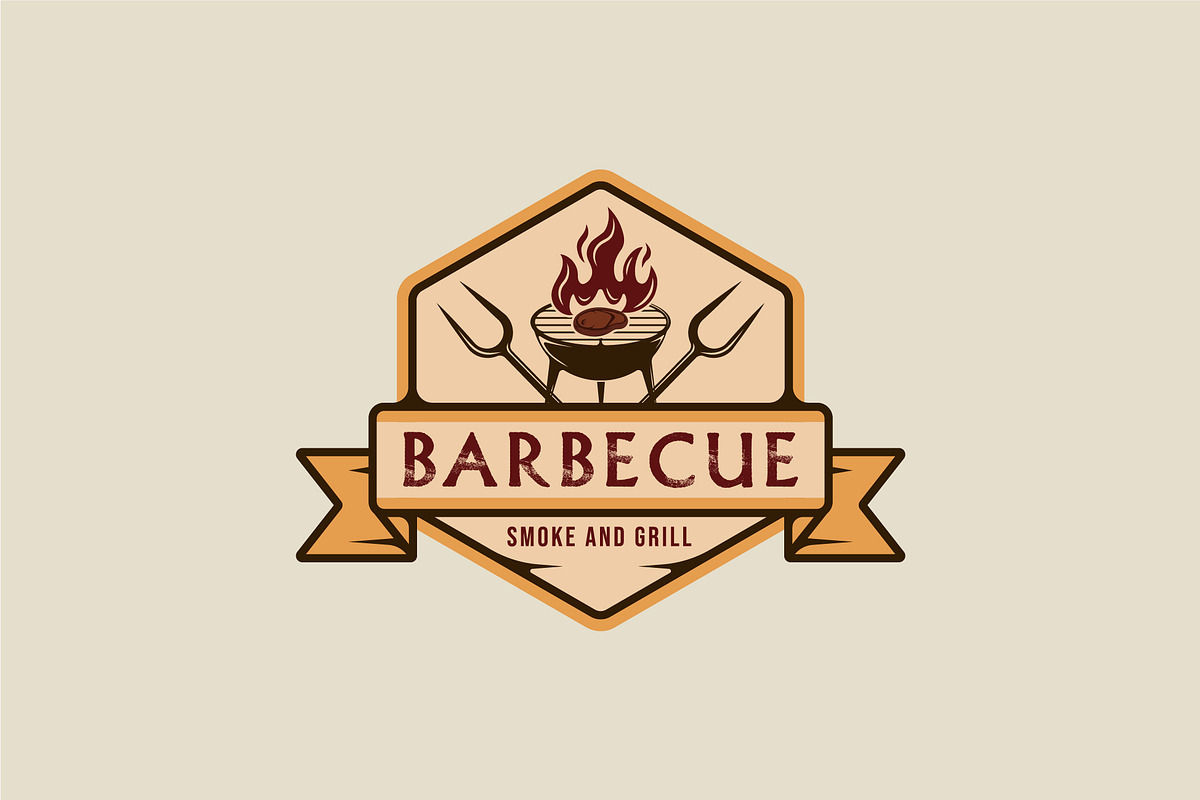barbecue steak logo emblem vector, a Branding & Logo Template by zyxroun shop