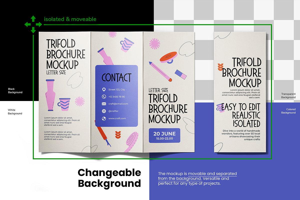 Trifold Brochure Mockup Set, an Advertising Mockup by Remnand Studio (Photo 5 of 10)