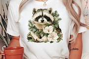 Watercolor Christmas Raccoon Clipart, a Seasonal Illustration by Black Bird Studio (Thumbnail 4 of 7)