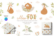 Miss FOX clipart & seamless patterns, an Animal Illustration by polikarpovaart (Thumbnail 1 of 9)