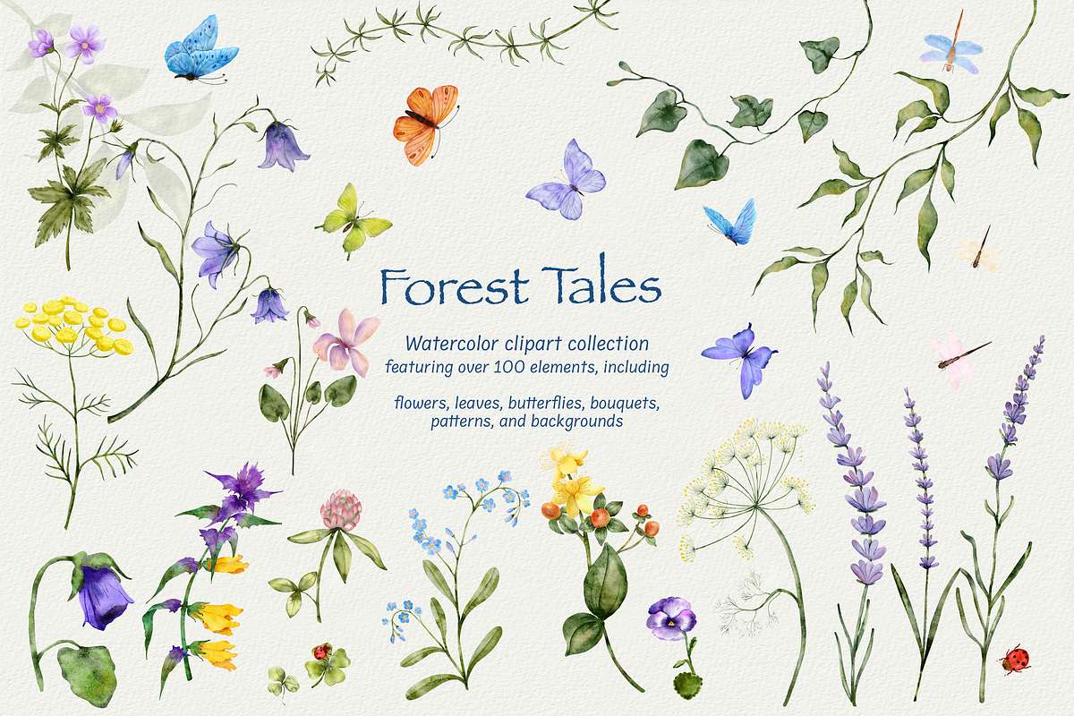 Forest Tales Watercolor Collection, a Decorative Illustration by Aurella Art (Photo 1 of 17)