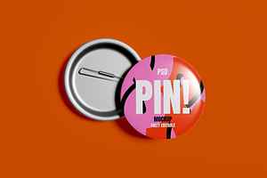 Two Metallic Pins Mockup